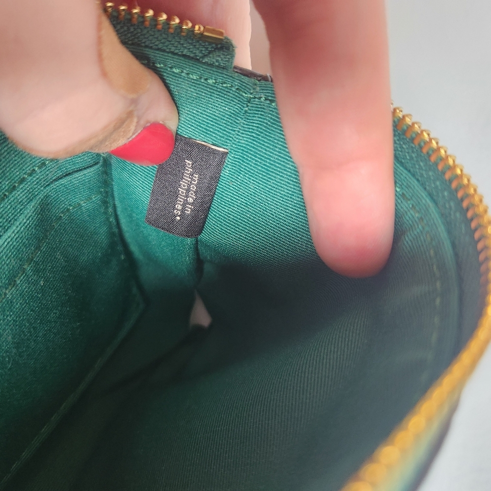 Green Leather Coach Wristlet with Radish Design - Picture 8 of 10